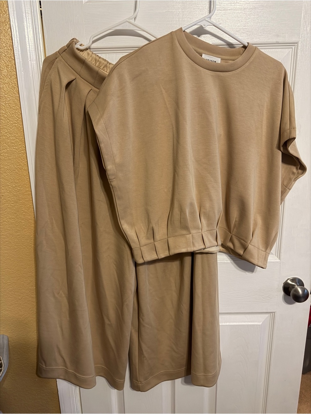 Heyson top  and Wide Leg Set- taupe